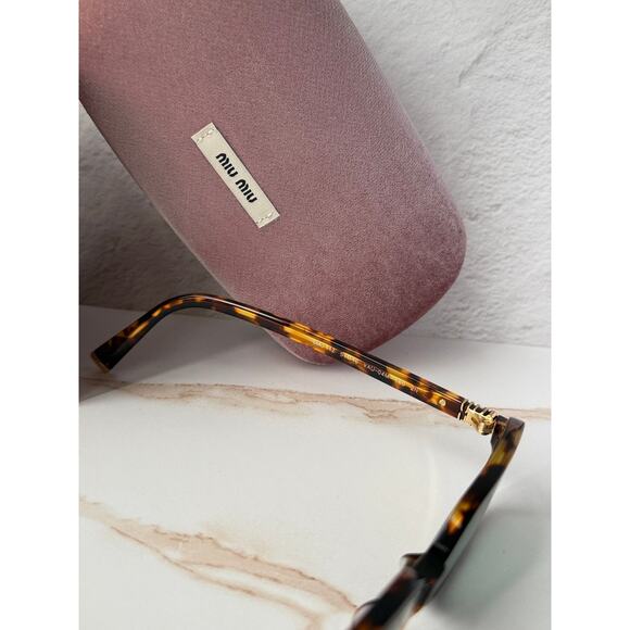 NEW Miu Miu MU11ZS Havana Brown Green Mirror Sunglasses